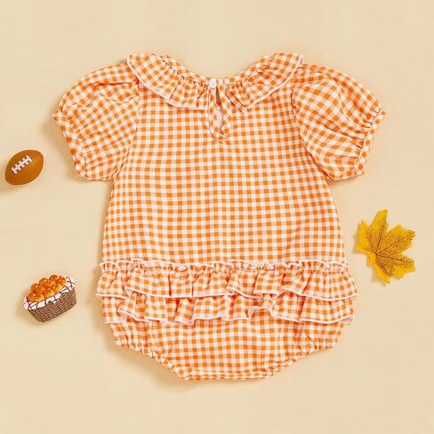 ZyHwShine Baby Girl Football Outfit Infant Football Embroidery Bubble Romper Smocked Onesie Newborn Football Summer Clothes in Saudi Arabia