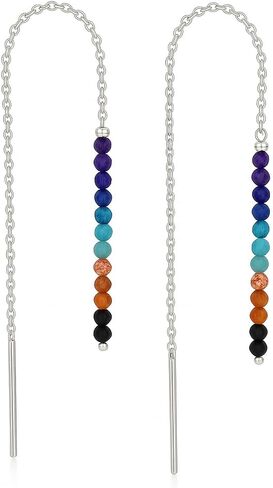 GemInspire 925 Sterling Silver Natural Herkimer Beads Threader Earring, Gemstone Earring For Women, Handmade Jewelry, Gift For Her (Herkimer Gold Plated) in Kuwait