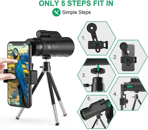 Monoculars Telescope High Power monocular12x42 telescopes BAK4 Waterproof with Tripod, Used for Mobile Bird Watching, Hiking, Camping, Sightseeing for Adult Bird Watching Outdoor Binoculars in Saudi Arabia