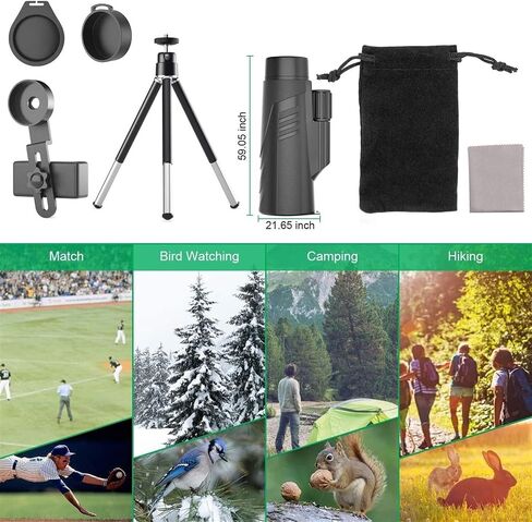 Monoculars Telescope High Power monocular12x42 telescopes BAK4 Waterproof with Tripod, Used for Mobile Bird Watching, Hiking, Camping, Sightseeing for Adult Bird Watching Outdoor Binoculars in Saudi Arabia