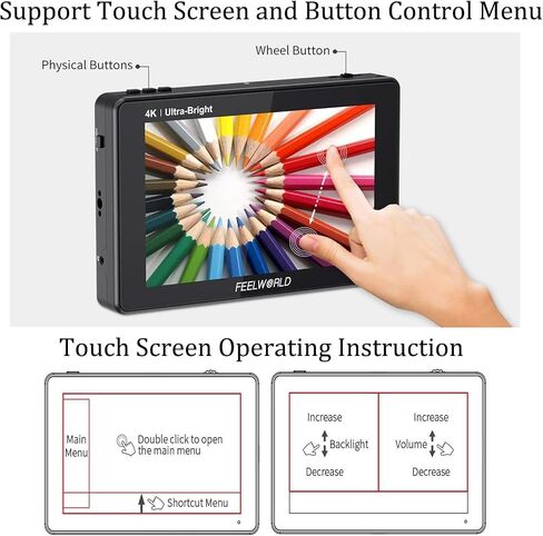 FEELWORLD LUT7 PRO 7 Inch 2200nits 3D LUT Touch Screen DSLR Camera Field Director AC Monitor F970 External Power and Install Kit 4K HDMI Input Output 1920X1200 IPS Panel in Saudi Arabia
