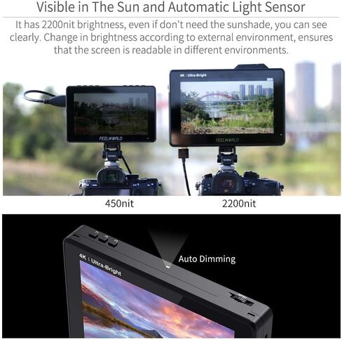 FEELWORLD LUT7 PRO 7 Inch 2200nits 3D LUT Touch Screen DSLR Camera Field Director AC Monitor F970 External Power and Install Kit 4K HDMI Input Output 1920X1200 IPS Panel in Saudi Arabia