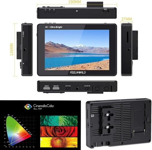 FEELWORLD LUT7 PRO 7 Inch 2200nits 3D LUT Touch Screen DSLR Camera Field Director AC Monitor F970 External Power and Install Kit 4K HDMI Input Output 1920X1200 IPS Panel in Saudi Arabia