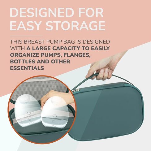 Breast Pump Carrying Case Compatible with Willow,Momcozy,Elvie Wearable Breast Pumps,Hard Shell Breast Pump Bag with Wrist Strap,Hands-Free Pump Carrying Case and Storage for Travel(Holds 2 Pumps) in Saudi Arabia