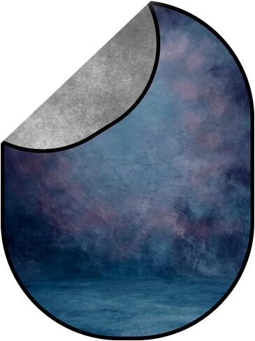 Kate Collapsible Backdrop for Photography Flower Blue and Black Portable Photo Backdrops Pop Up Background for Portrait, Live Streaming, 5x6.5ft in Saudi Arabia