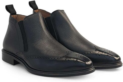 Mezlan - Wing Tip Demi Boot - مزيج من اللمعان المتناقض والعجل المزخرف - العرض المتوسط ​​- مصنوع يدويًا في إسبانيا in Kuwait