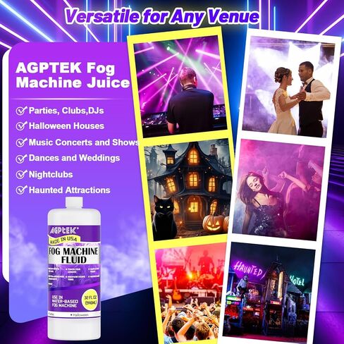 AGPTEK 1Gallon Smoke Fog Machine Liquid, Fog Juice for 400-1500 Watt Foggers,Water-Based,Thick Atmosphere, Ideal for Indoor and Outdoor Venues Made in USA in Kuwait