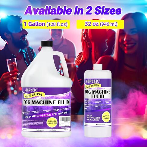 AGPTEK 1Gallon Smoke Fog Machine Liquid, Fog Juice for 400-1500 Watt Foggers,Water-Based,Thick Atmosphere, Ideal for Indoor and Outdoor Venues Made in USA in Kuwait