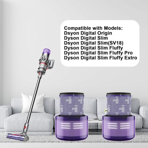 2 Pack Filter Replacement Compatible with Digital Slim SV18 / V10 Spare Cordless Vacuum, Part to 970612-01 in Saudi Arabia