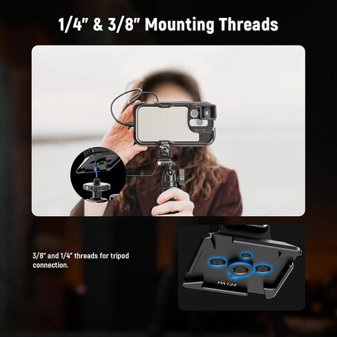 Mount Tripod Tripod Neewer مع قاعدة من نوع ARCA ، 1/4 بوصات ، مشبك الإصدار السريع متوافق مع iPhone 16 Pro Max S25 Ultra Phone Cage DJI RS4 MINI R4 Pro RS3 Pro RS2 RSC2 ، Silver ، PA124 in Saudi Arabia