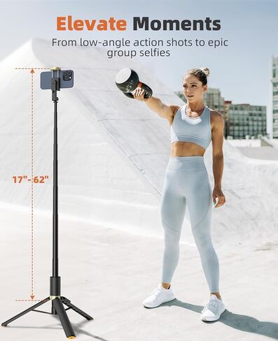 الهاتف Tubod و Selfie Stick Combo 62 "، قابل للتمديد مع جهاز التحكم عن بعد اللاسلكي لأجهزة iPhone و Android in Kuwait