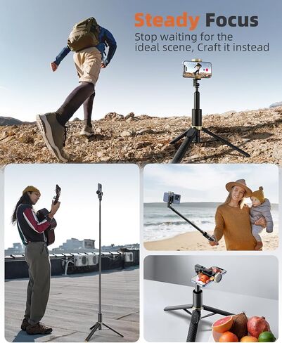 الهاتف Tubod و Selfie Stick Combo 62 "، قابل للتمديد مع جهاز التحكم عن بعد اللاسلكي لأجهزة iPhone و Android in Kuwait
