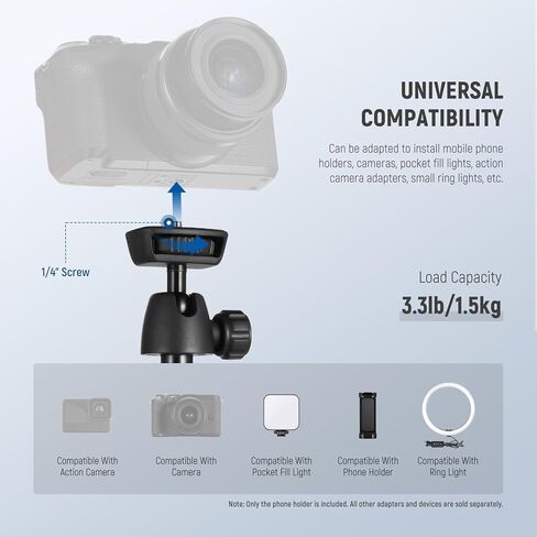 NEEWER Phone Tripod for Camera with Cell Phone Holder & Remote, 62.9" All Metal Selfie Stick Travel Vlog Video Recording Portable Stand Compatible with iPhone Canon Sony Nikon, Cleaning Cloth, TS05 in Saudi Arabia