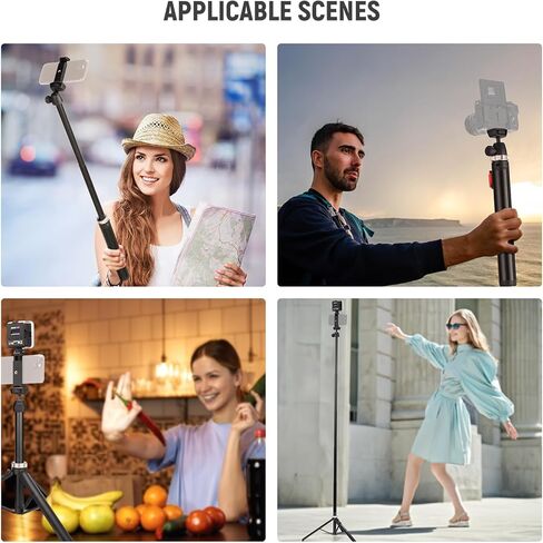 NEEWER Phone Tripod for Camera with Cell Phone Holder & Remote, 62.9" All Metal Selfie Stick Travel Vlog Video Recording Portable Stand Compatible with iPhone Canon Sony Nikon, Cleaning Cloth, TS05 in Saudi Arabia
