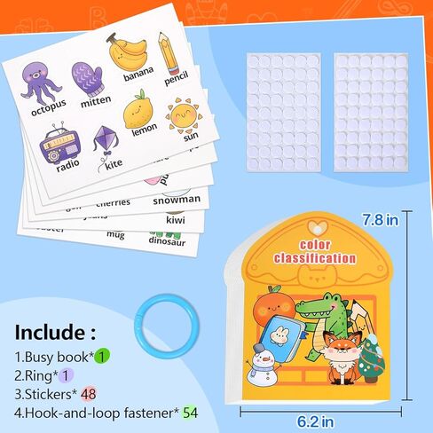 Montessori مشغول كتاب ألعاب فرز اللون للأطفال الصغار 2-4 ، أنشطة تعليمية في مرحلة ما قبل المدرسة التعليمية للأطفال ، ألعاب الحسية الحسية للمحركات لأولاد الفتيات البالغ من العمر 3 سنوات in Kuwait