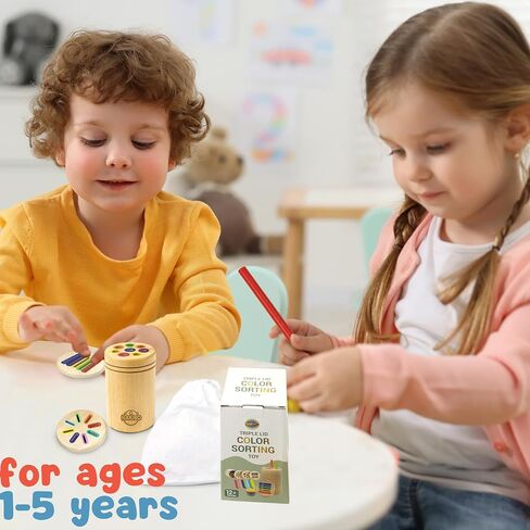 Montessori Color Sorting Toy for Toddlers Ages 1-5 – Wooden Fine Motor Skills Toy with Pegs, Sticks, Lids & Discs – Sensory Educational Activity – Gift-Ready in Box Learning Toy in Saudi Arabia