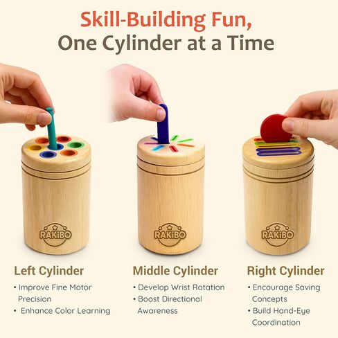 Montessori Color Sorting Toy for Toddlers Ages 1-5 – Wooden Fine Motor Skills Toy with Pegs, Sticks, Lids & Discs – Sensory Educational Activity – Gift-Ready in Box Learning Toy in Saudi Arabia