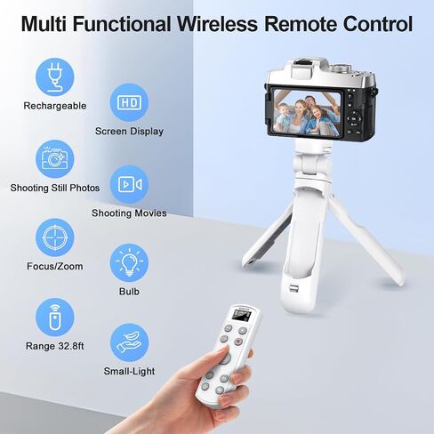 Aodelan for Sony Camera Tripod مع إصدار مصراع لاسلكي قابل لإعادة الشحن ، مقبض التحكم عن بعد في إطلاق النار على ZV-E10 ، ZV-1F ، ZV-1 ، A7C ، A7III ، A7R IV ، A6100 ، A6400 ، A6700 ، FX30 ، A9 II ، DSC-RX0 II in Saudi Arabia