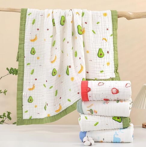Muslin Quilt Baby Blankets 43 * 43in, Neutral Toddler Cooton Swaddle Blanket, Soft Receiving Blankets for Unisex Baby Girl Boy,Cobijas para Bebe, Newborn Nuilt Crib in Saudi Arabia