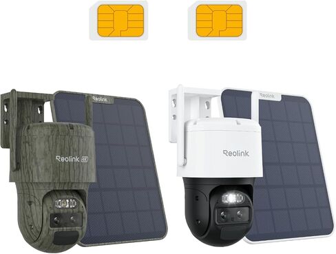 Reolink 4G LTE 4K Dual Lens PTZ Cellular Security Camera Outdoor -2Pack (Trail*1 + White*1) ، Tracking Auto Tracking اللاسلكي ، Zoom هجين 6x ، الكشف الذكي ، بطاقة SIM ، TrackMix LTE Solar Kits in Saudi Arabia