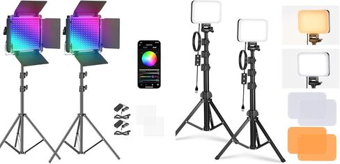 Neewer 2 Pack 660 Pro RGB LED ضوء الفيديو ، إضاءة مفتاح لوحة الاستوديو لدفق الألعاب Zoom Youtube Webex ، اللون 50W BI مع BP66 2 حزمة LED LED LID LIGHTING ATT in Kuwait