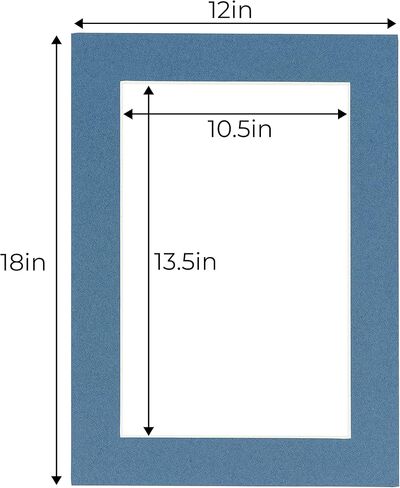 Countryarthouse Bottle Blue Acid Free 12x18 Picture Frame Mats with White Core Bevel Cut for 11x14 Pictures - Fits 12x18 Frame - واحد حصيرة in Kuwait