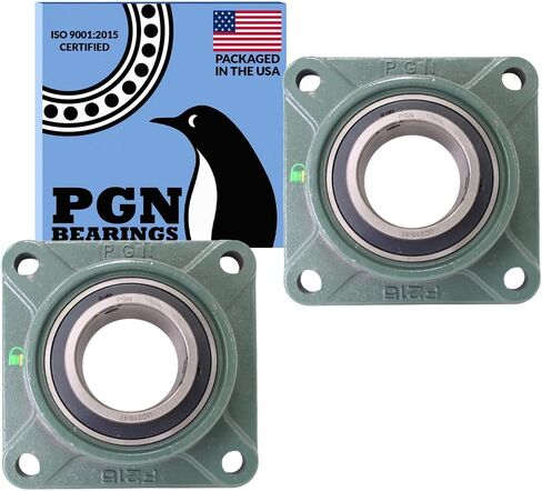 PGN UCF204-12 Pillow Block Bearing - Pack of 2 Square Flange Mounted Pillow Block Bearings - Chrome Steel Bearings with 3/4" Bore - Self Alignment in Kuwait