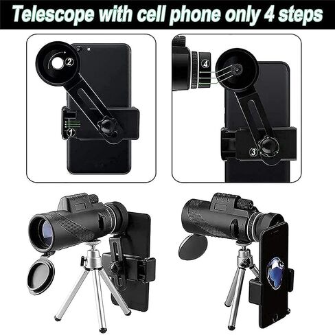40X60 High Power Hd with Smartphone Holder & Tripod Waterproof Monocular with Match Telescope for Bird Watching Camping Hiking in Saudi Arabia