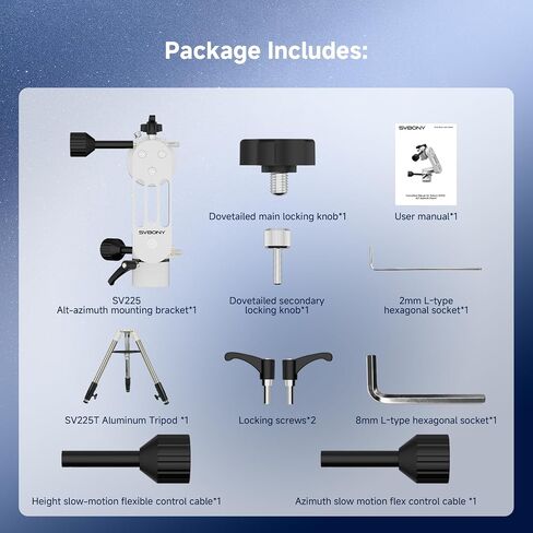 SV225 MINI Alt-Asimuth Mount ، Telescope ALT-ASIMUTH MOUNT ، حزمة 5 كيلوغرام حاملة للحمل مع ترايبود التلسكوب الفلكي SV225T ، ثلاثي الأبعاد القابل للتمديد ، مثالي للمراقبة الفلكية in Saudi Arabia