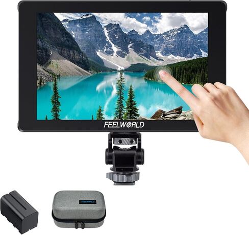 FeelWorld 7 بوصة شاشة حقل الكاميرا ، 1200NIT تسليط الضوء على شاشة اللمس DSLR شاشة 4K 60Hz HDMI 3D LUT ، شكل موجي HDR مع بطارية NP-F750 والحقيبة F7PLUS in Saudi Arabia