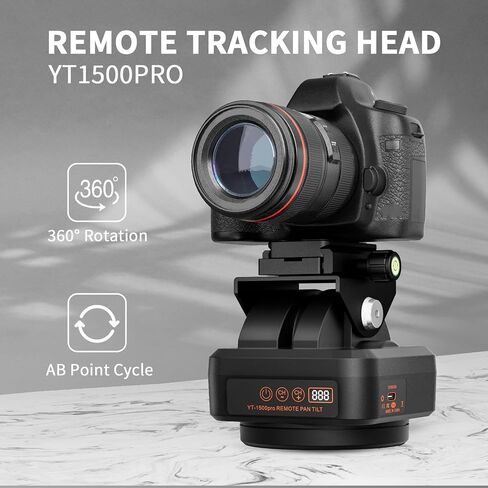 Remote Control Pan Tilt Head, 360° Motorized Rotating Panoramic Head with Phone Clip, IP66 Water Resistant, 2.2kg Load Bearing, for Smartphones, DSLR Cameras, Action Cameras in Saudi Arabia
