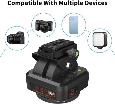 Remote Control Pan Tilt Head, 360° Motorized Rotating Panoramic Head with Phone Clip, IP66 Water Resistant, 2.2kg Load Bearing, for Smartphones, DSLR Cameras, Action Cameras in Saudi Arabia
