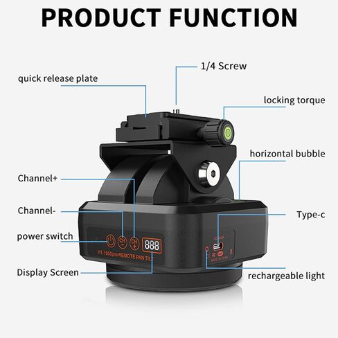 Remote Control Pan Tilt Head, 360° Motorized Rotating Panoramic Head with Phone Clip, IP66 Water Resistant, 2.2kg Load Bearing, for Smartphones, DSLR Cameras, Action Cameras in Saudi Arabia