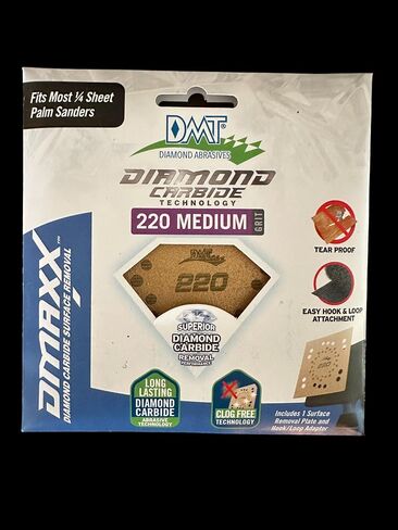 DMT DMAXX 1/4 Sheet Palm Surface Removal Steel Plate with Diamond Carbide Abrasive - Hook and Loop Reverse Attachment, 220 Grit in Kuwait