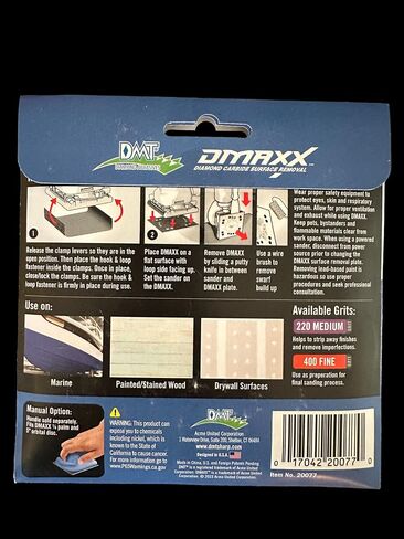 DMT DMAXX 1/4 Sheet Palm Surface Removal Steel Plate with Diamond Carbide Abrasive - Hook and Loop Reverse Attachment, 220 Grit in Kuwait