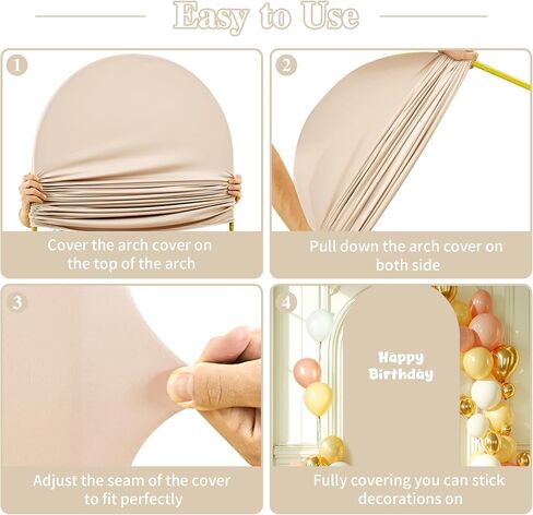 Beige Wedding Arch Cover (7.2FT, 6.6FT, 6FT) Set of 3 Arch Covers Stretchy Backdrop Spandex Fitted Chiara Backdrop Stands Cover for Birthday Party Baby Shower Wedding Arch Stand Decoration in Saudi Arabia