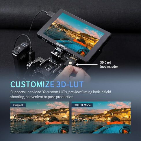 FEELWORLD F7 Plus +2 Battery +Carry Case 7" 4K Touch Screen HDMI Camera Field Monitor 1200Nit High Bright Touch Screen 3D Lut 1920x1200 4K 60Hz HDMI Input and Output in Saudi Arabia