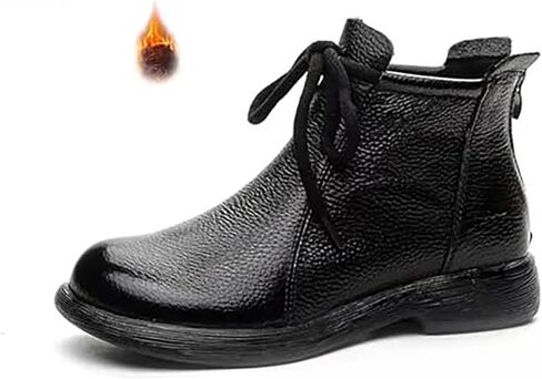 Women's Genuine Leather lace-up flat ankle boots Classic Round Toe Back zipper Soft Bottom Casual Booties Comfortable Vacation Office Anti Slip Leather Boots in Saudi Arabia