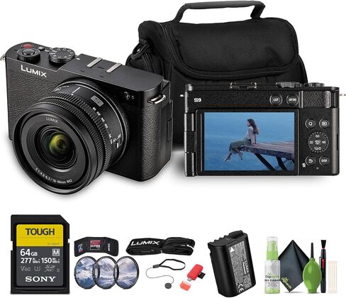 كاميرا Panasonic Lumix S9 بدون مرآة مع 18-40 مم f/4.5-6.3 عدسة (فضية) + 64 جيجابايت بطاقة الذاكرة + 62 مم 3 قطعة مجموعة مرشح عالية الدقة + قارئ بطاقة USB ، SD/MicroSD + المزيد in Saudi Arabia
