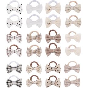 JESSCAT 24PCS Baby Hair Ties with Bows, 12 Multicolor Soft Elastic Bands (2.5cm), No-Crease Ponytail Holders for Infants, Toddlers & Kids, Color 1 in Saudi Arabia