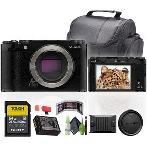 حزمة الكاميرا الرقمية Fujifilm X-M5 بدون مرآة (أسود) مع 64 جيجابايت من سلسلة ذاكرة UHS-II SDXC + طقم تنظيف + محفظة بطاقة الذاكرة + قارئ بطاقة USB ، SD/MicroSD + حقيبة السفر in Saudi Arabia