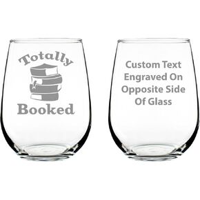 Totally Booked - Stemless Wine Glass - Cute Funny Book Club Gifts for Lovers of Reading & Fun Librarians - Large in Saudi Arabia