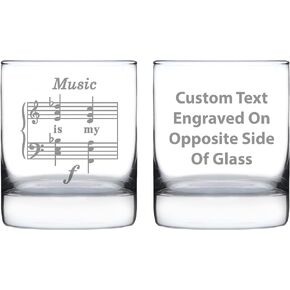 Music Is My Forte - زجاج ويسكي روكس - هدايا موسيقية مضحكة وإكسسوارات موسيقية - نظارات بوزن 10.25 أونصة in Kuwait