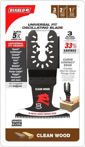 Diablo Demo Demon Universal Fit Bi-Metal Folding Tool Lade for Clean Wood-2-1/2 "عرض القطع ، 1-1/2" عمق القطع ، 3 عبوات-Dou250JBW3 in Kuwait