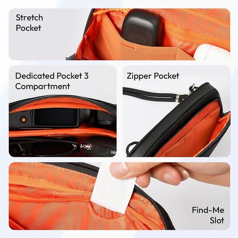 Ulanzi Yy08 حقيبة حمل لـ DJI Osmo Pocket 3 ، حقيبة حمل تخزين محمولة مقاومة للبقع ، وقائية لـ DJI Osmo Pocket 3 Creator Combo Accessories ، مصابيح LED صغيرة ، ميكروفونات وكاميرات الحركة (أسود) in Kuwait