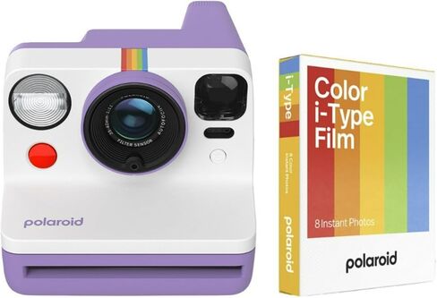 Polaroid Now Generation 3 Camera Fructant Camera مع نظام ضبط تلقائي للصورة ثنائية العدسين (أرجوانية) وحزمة فيلم ملون (8 صور) in Saudi Arabia