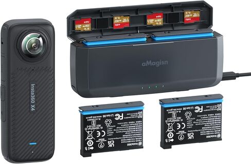 Amaimingji Insta 360 X4 Accessories Charger ، 7710mAh Prenived-In 20W Fast Charger Hub لبطارية Insta360 x4 ، ملحق سريع الشحن مع فتحات بطاقة Misro (بطارية غير متضمنة) in Kuwait