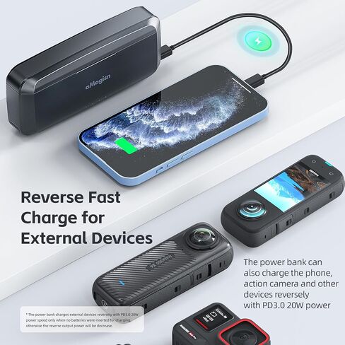 Amaimingji Insta 360 X4 Accessories Charger ، 7710mAh Prenived-In 20W Fast Charger Hub لبطارية Insta360 x4 ، ملحق سريع الشحن مع فتحات بطاقة Misro (بطارية غير متضمنة) in Kuwait