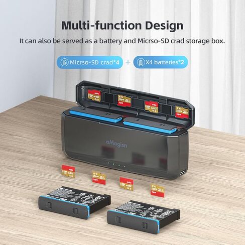 Amaimingji Insta 360 X4 Accessories Charger ، 7710mAh Prenived-In 20W Fast Charger Hub لبطارية Insta360 x4 ، ملحق سريع الشحن مع فتحات بطاقة Misro (بطارية غير متضمنة) in Kuwait