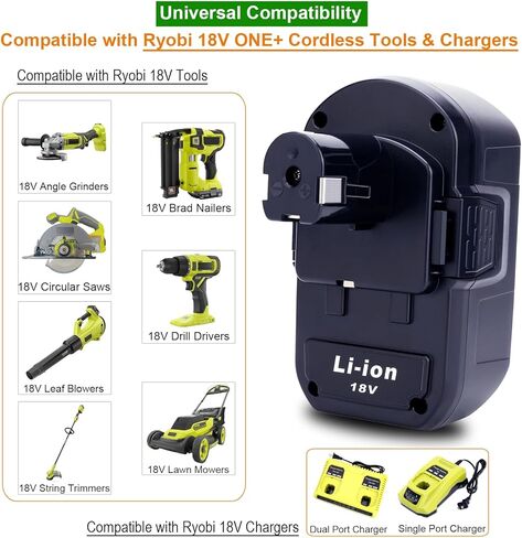 2-Pack Upgraded 7000mAh Replacement for Ryobi Battery 18V P108 P189 P190 P197 P107 P105 P102 PBP002 PBP003 PBP005, Compatible with Ryobi One Plus18V Weed Wacker Edger Blower Saw Drill Tools Battery in Kuwait